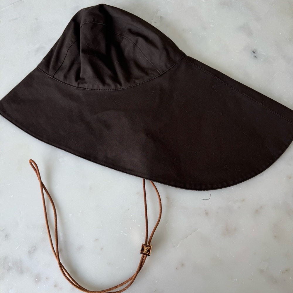 Louis Vuitton Dark Brown Sun Hat with Gold Accent Monogram - Picture 3 of 7